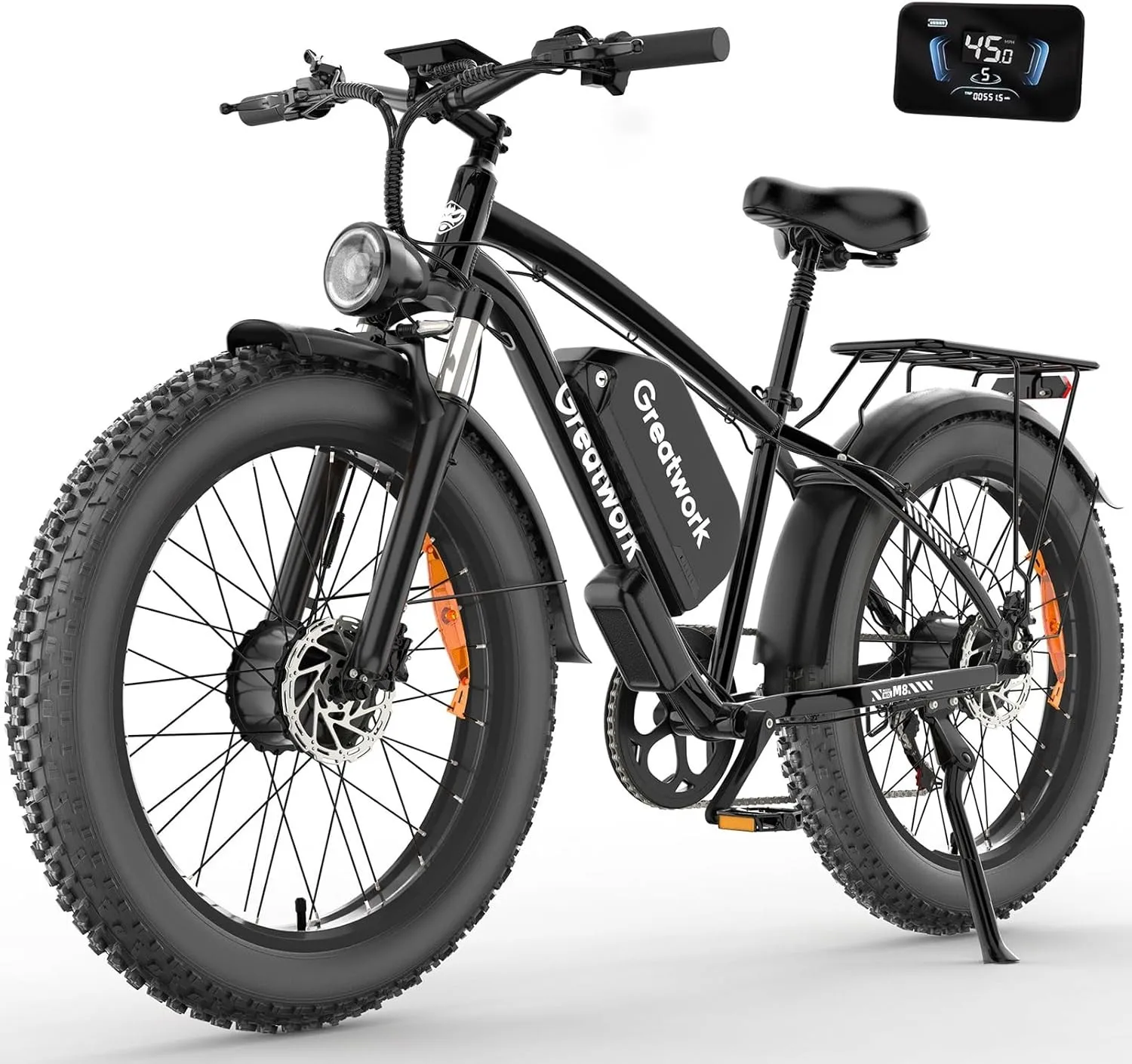 5000W Dual Motor Electric Bike For Adult 45MPH 52V/25Ah 26" Full Suspension