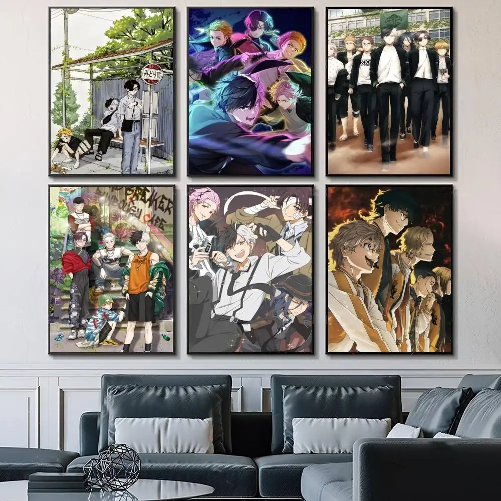 Cartoon Anime W-WIND B-BREAKER Manga Posters Fancy Wall Sticker for Living Room Bar Decoration Wall Decor