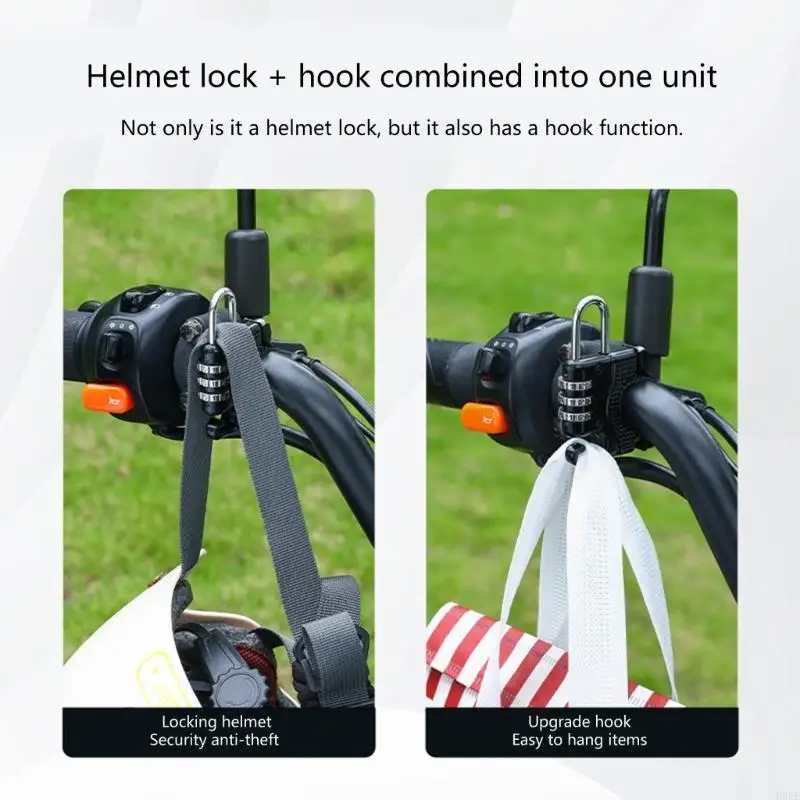 قفل خوذة عالمي وخطاف تخزين للدراجات النارية والدراجات البخارية والدراجات الإلكترونية ومواد مقاومة للطقس وتصميم موفر للمساحة H9EE #3