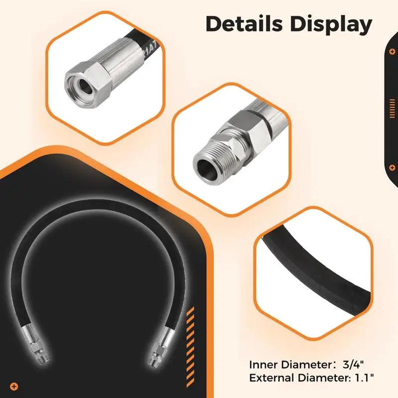 Upgraded Compressor Jumper Hose 3/4 NPT Air Hose For Compressed Air Piping System Both Sides Fittings Rotate Freely Withstand