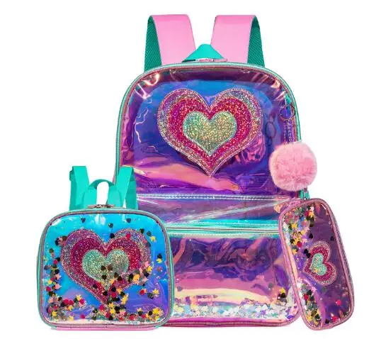 School Backpack and Lunch-Bag Set for Girls Preschool Elementary Bookbags for girl 3 in 1 School Bag with Lunch Bag Pencil Case