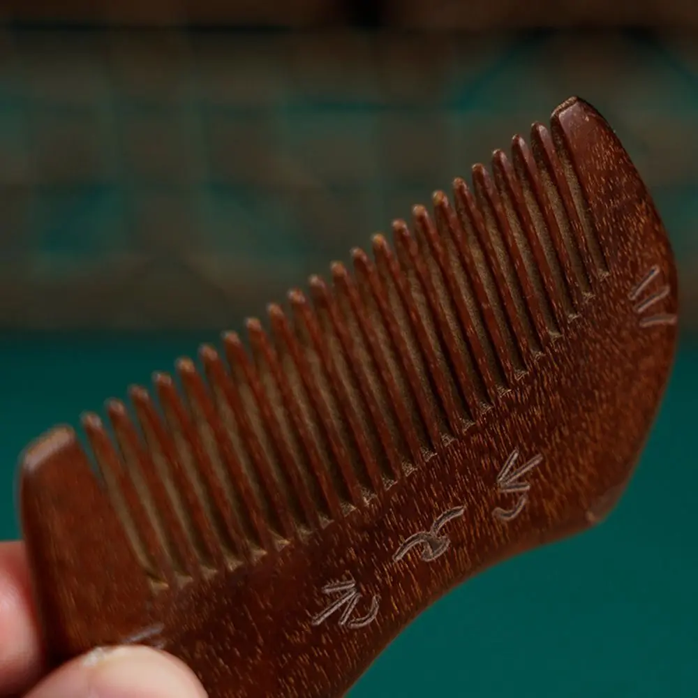 

Narrow Tooth Cat Wooden Scalp Combs Anti-Static Carve Designs Head Acupuncture Point Massage Comb with Tassel Natural