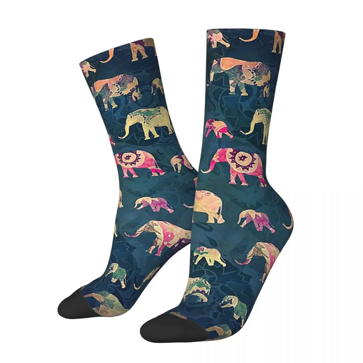 

Colorful Elephants Socks Harajuku Super Soft Stockings All Season Long Socks Accessories for Unisex Christmas Gifts