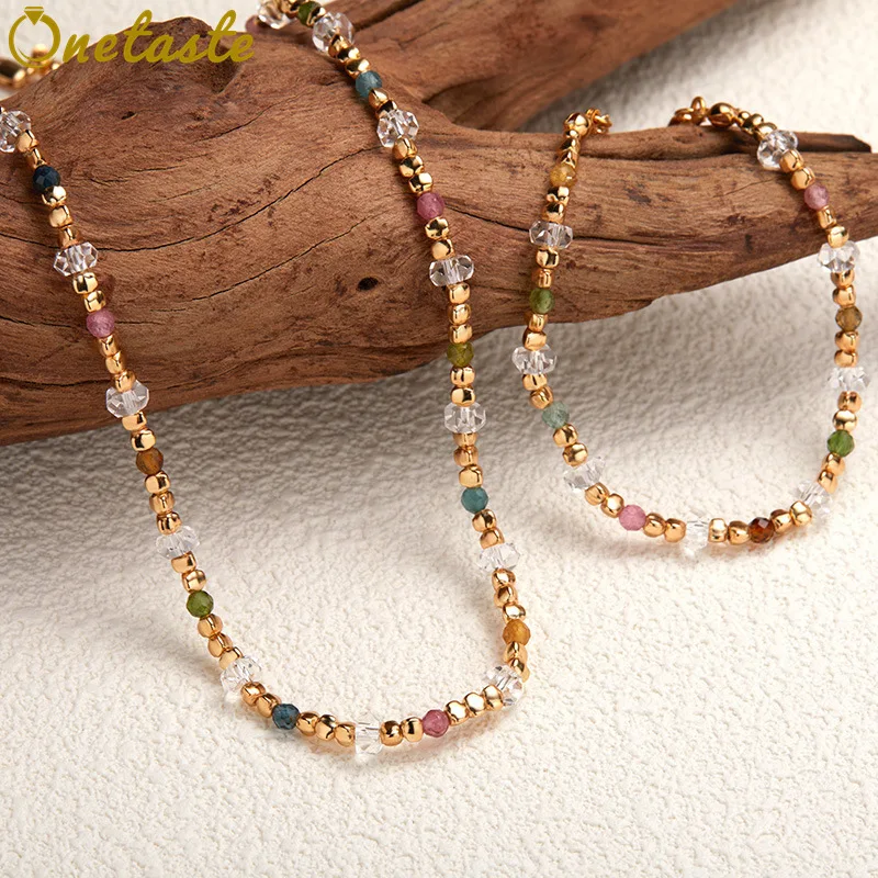 

Natural Tourmaline White Crystal S925 Silver Beaded Strand Jewelry Sets With Necklace And Bracelet For Women Dainty Luxury Gift