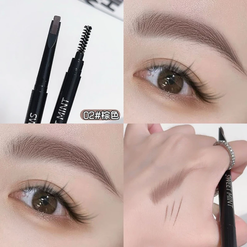 Crayon à sourcils gris marron rotatif, étanche, sans floraison, lisse, longue durée, pas facile à tacher, chaque sourcil est distinct, 1 pièce