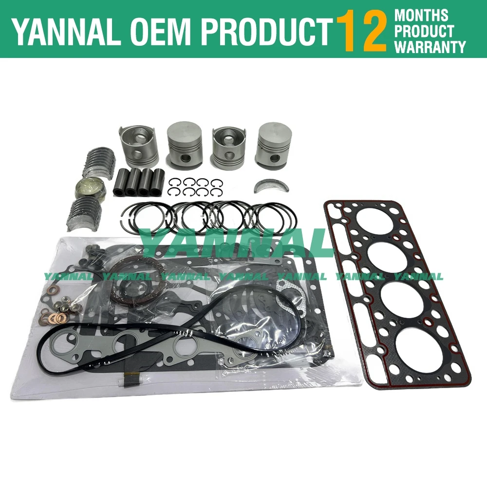 New V1702 V1702B Overhaul Rebuild Kit For Kubota Bobcat 743 733 Piston Liner Gasket