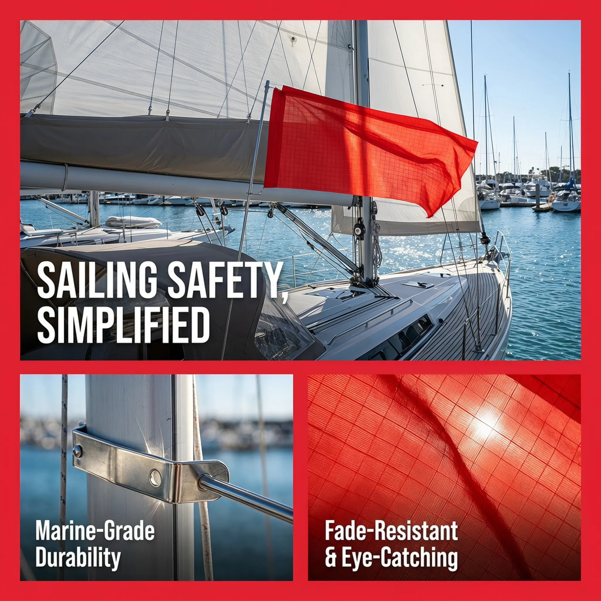 2Pcs Wind Direction Flag for Boats Stainless Steel Marine Grade Heavy-Duty Wind Indicator Flag Easy Install Sailing Safety