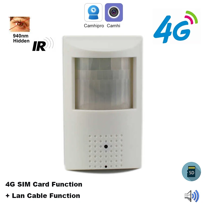 

5MP 1080P PIR Style Wireless 4G Lte SIM Card IP Camera With IR-Cut Invisible 940nm IR LED Built-in Audio TF Card Slot