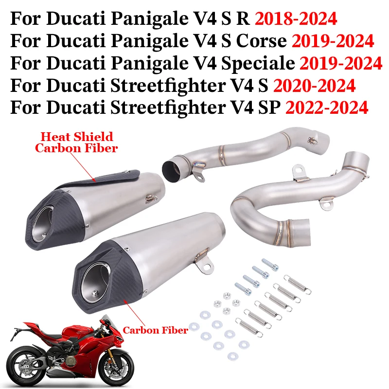 Slip On For Ducati Panigale Streetfighter V4 SP S R Corse Speciale Motorcycle Exhaust System Escape Mid link Pipe With Muffler