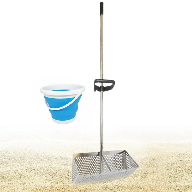 Sand Sifter Beach Sand Shifting Shovel Scoop Stainless Steel Beach Sifter, Sand Scoop Beach Rake, Shark Tooth Sifter Shovel