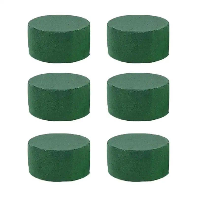 6PCS Floral Foam Blocks Round Flower Arrangement Clay Artificial Flowers Wet Dry Florist Foam Blocks For Home Weddding