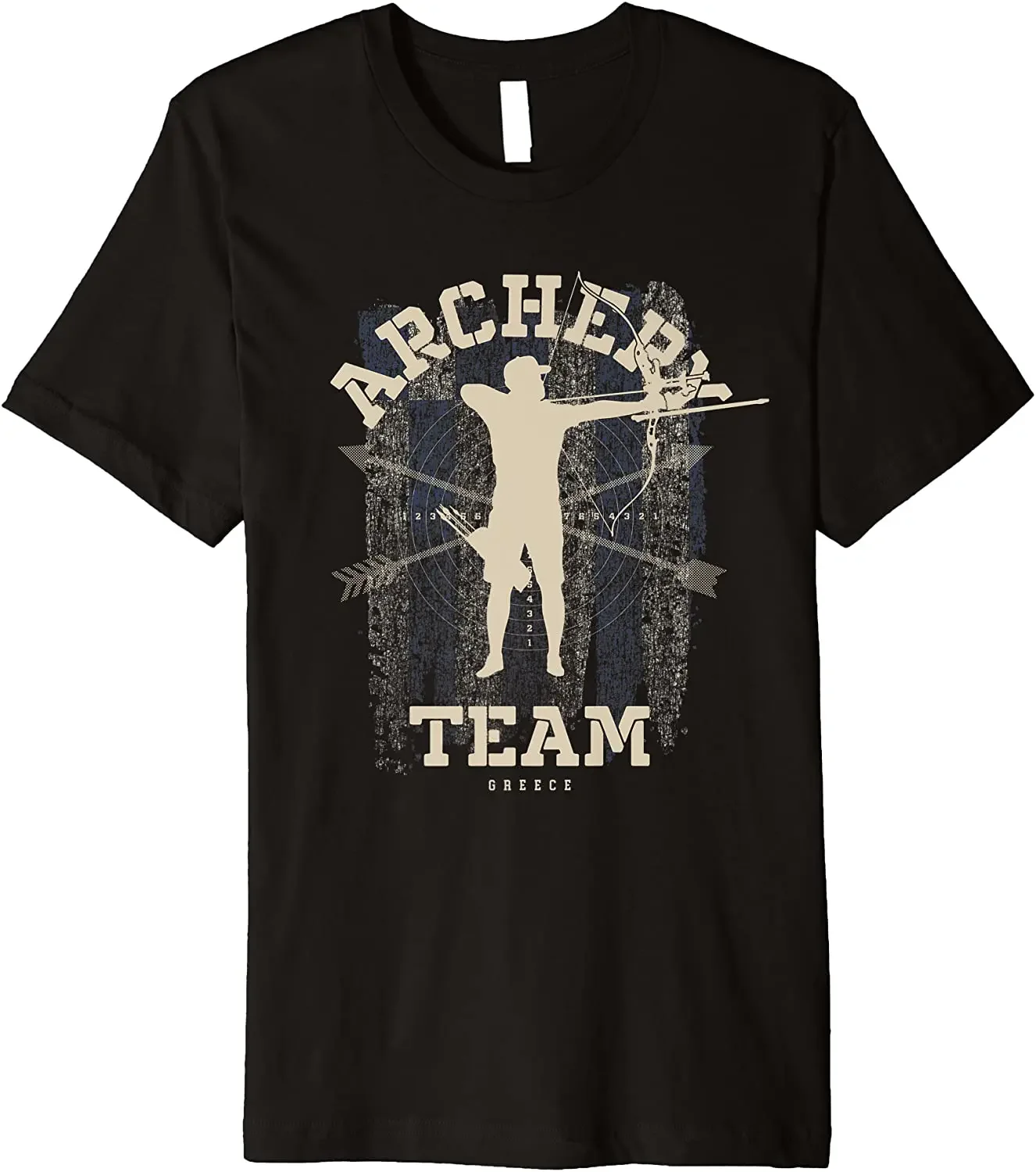 Greece Archery Team Sports Greek Flag Bow Arrow T-Shirt 100% Cotton O-Neck Summer Short Sleeve Casual Mens T-shirt Size S-3XL