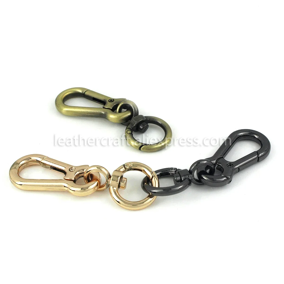 1x Carabiner Metal Swivel Eye Snap Hook Spring Gate Trigger Clasps Clips for Leather Craft Belt Strap Webbing Keychain Hooks