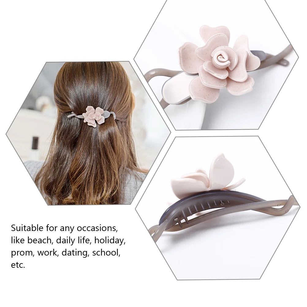 

Заколка для волос с большим цветком, простой пластиковый зажим для волос, легкий вес для женщин, свадебная вечеринка, школьные аксессуары для волос