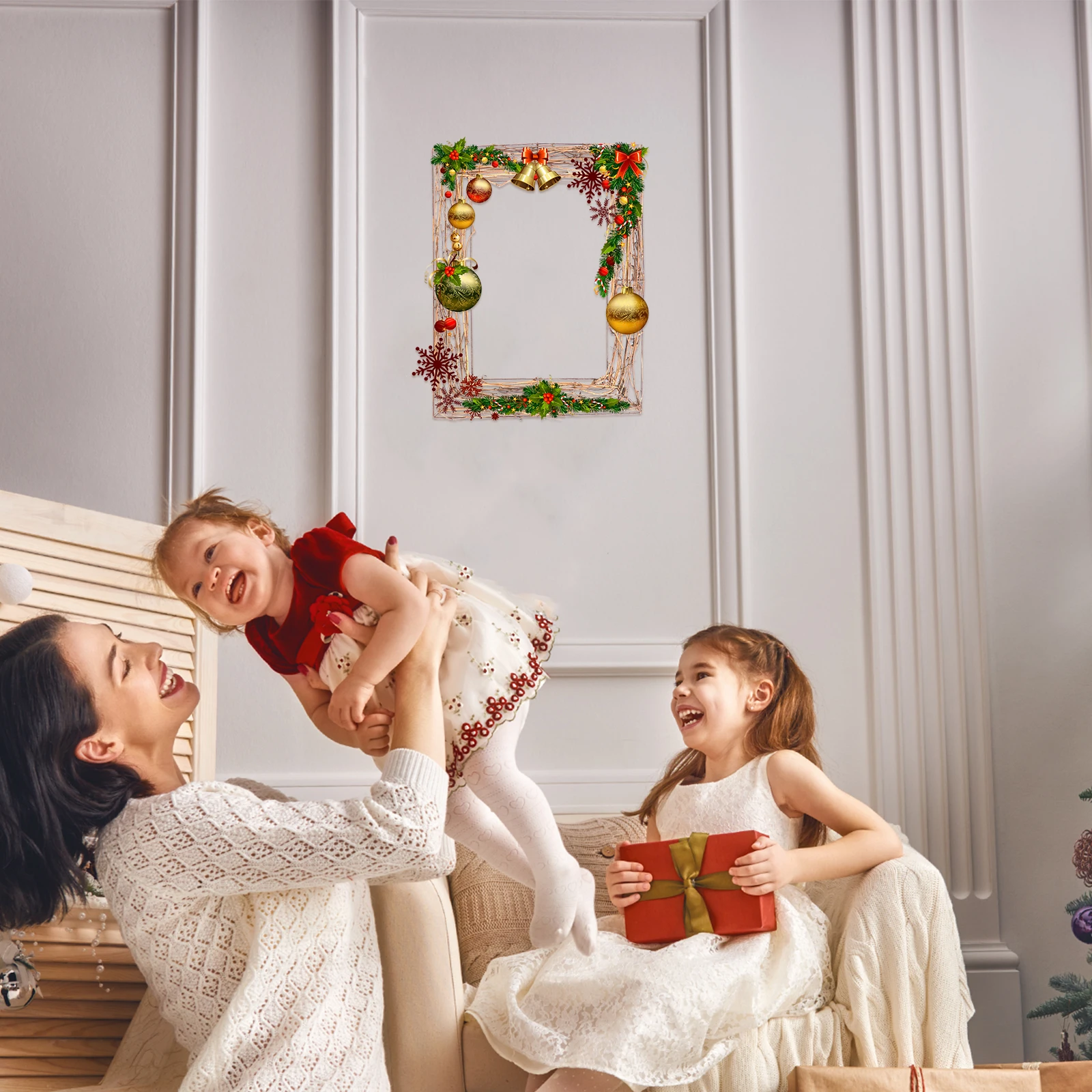 

1Pcs Rattan Natural Christmas Wreath Base Square Garland Frame Indoor Photography Props DIY Decorative Craft Supply