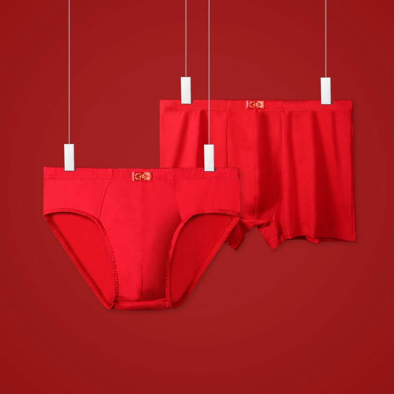 Boxers rojos de algodón de 3 piezas, piel cálida y sensible en invierno