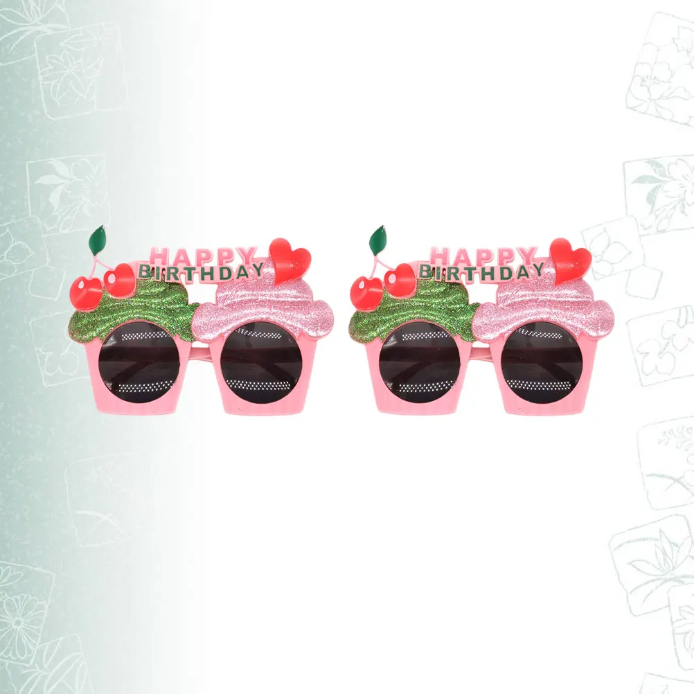 

2PCS Birthday Glasses Heart Sunglasses Women Party Eyewear Fashion Cherry Sturdy Lightweight Outdoor Activities Gift
