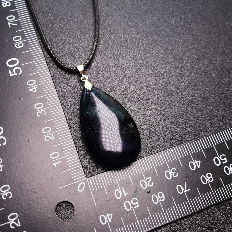 Natural Rainbow Fluorite Pendant Solid 925 Silver Gemstone 20*35mm for Women Lady Girl Necklace Wedding Party Fine Jewelry Gift - view 6