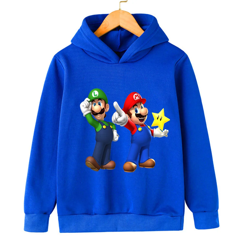 

Autumn/Winter Cartoon Mario Anime Children's Hoodies, Boys' Sports Hoodies, Comfortable Casual Clothing, Street Quality Girls