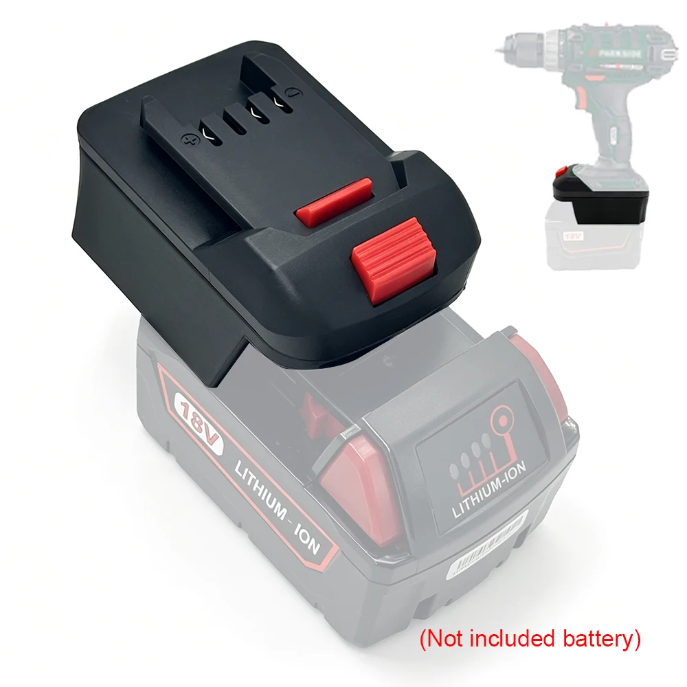 Ulepszony adapter/konwerter baterii do akumulatorów litowych Milwaukee 18V do elektronarzędzi Lidl Parkside X20V Li-Ion.