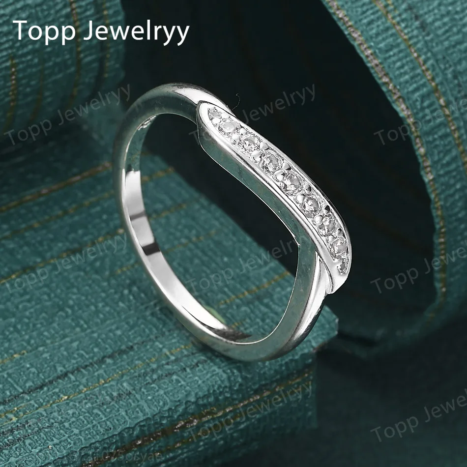 Charm de Plata de Ley 925 7-10 # Anillo Sencillo de Circonita para Mujer, Joyería para Fiesta de Compromiso, Accesorios