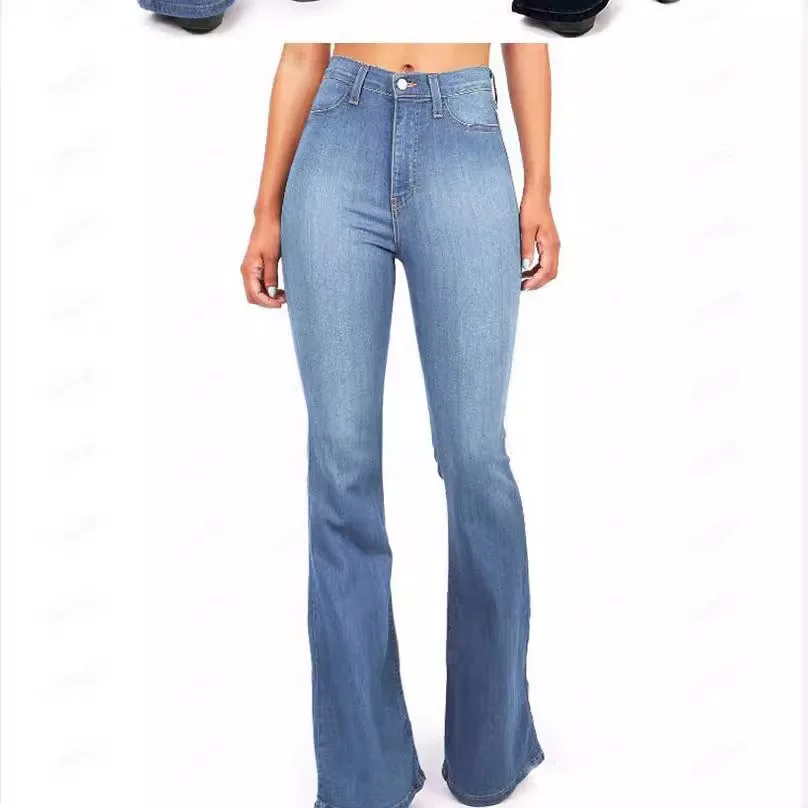 New High-waisted Micro Flared Jeans for All Four Seasons. Ladies' Fashionable, Slim-fitting and Temperament Floor-length Jeans