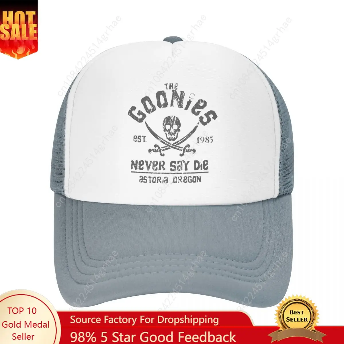 

The Goonies Never Say Die Trucker Cap Men Women Sport Skull Hat Adjustable Polyester Mesh Baseball Cap Wholesale New