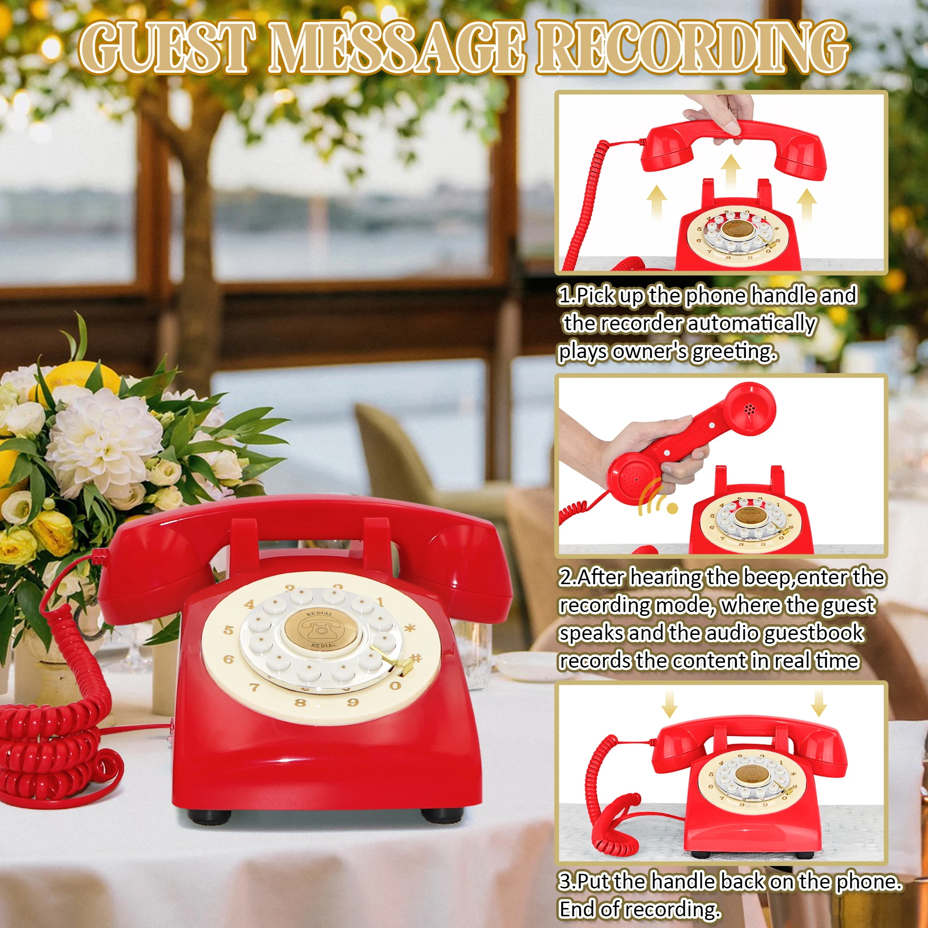 Wedding Party Voice Guestbook Phone Guest Blessings Sign-in Log Recording Nostalgic Audio Message Board Confession Voice Mailbox