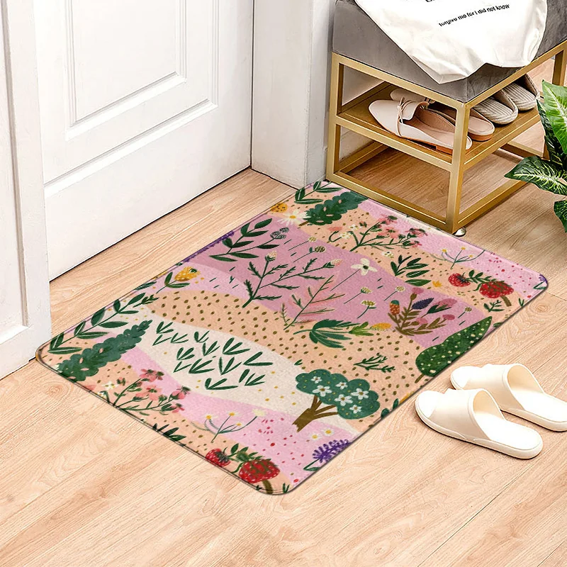 

New Nordic Abstract Illustration Floor Mat Morandi Color Non-slip Door Mat Bedroom Bedside Carpet Room Aesthetic Decoration
