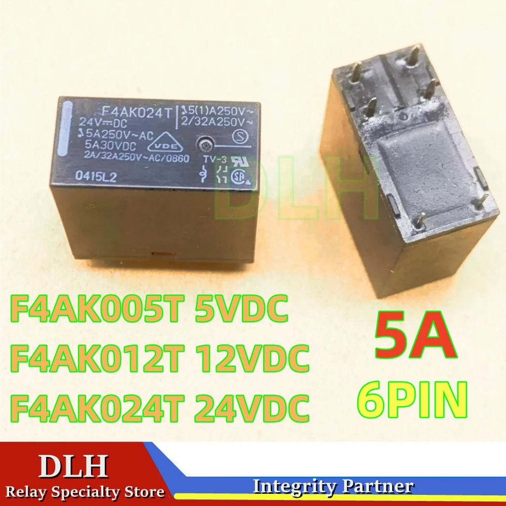 Free shipping(5pieces/lot)Original New FT F4AK005T FTR-F4AK005T F4AK012T FTR-F4AK012T F4AK024T FTR-F4AK024T 6PINS 5A Power Relay