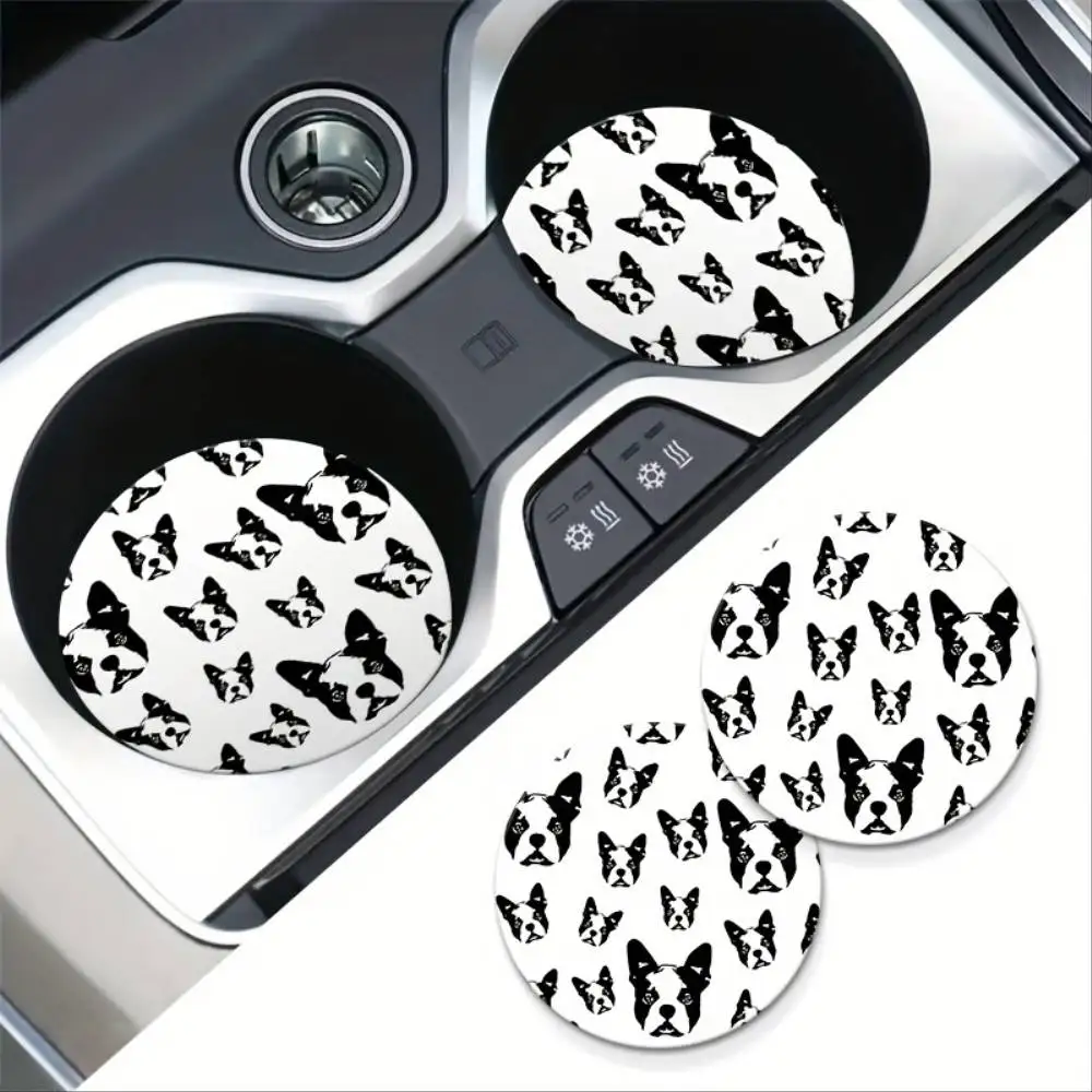Boston Terrier Dog EVA Car Coasters Waterproof Easy Clean All Season Multi Holiday Gift