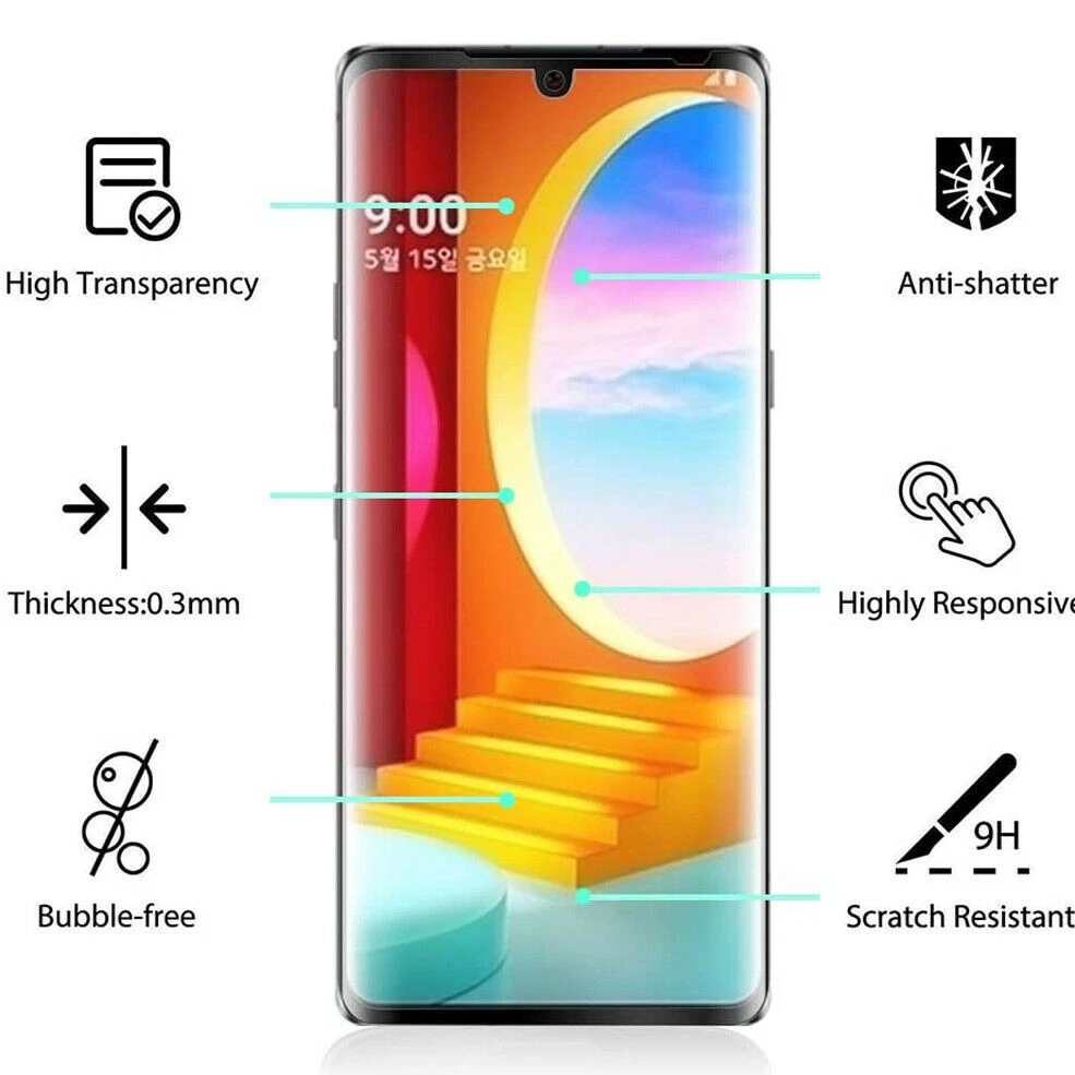 Full Cover Tempered Glass Film For LG Wing/ Velvet/ G7 thinQ Clear Screen Protector 3D Curved Anti-scratch Glass For LG Wing 5G