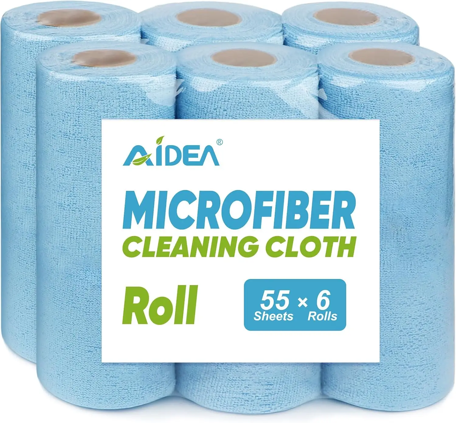 

Microfiber Cleaning Cloths, 330 Sheets in 6 Rolls, Washable Reusable Towels for Cars and Home, Blue Shop Rags