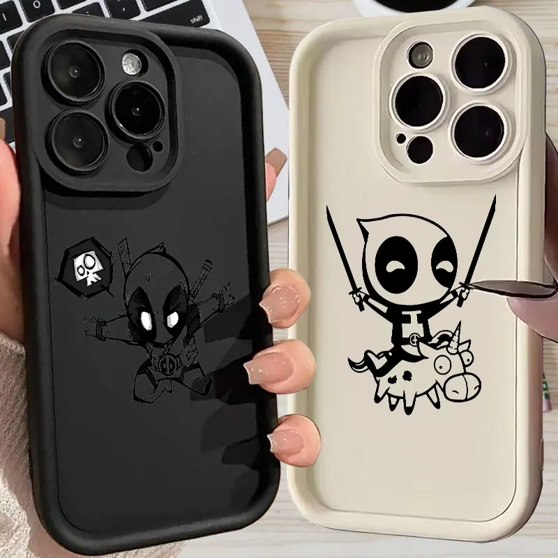 

Cartoon Deadpool Spider-man Marvel Silicon Case For Apple iPhone 17E 15 16 14 13 12 11 17 Pro Max 17 Air 16 Plus 16E Phone Cover