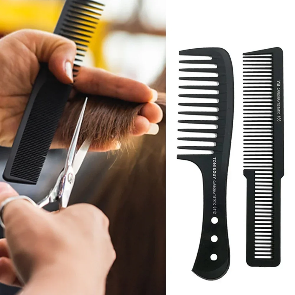 Black Flattop Hair Cutting Comb Wide Tooth Men Cut Hair Brush Professional Salon Barber Hair Clipper Hairdressing Carbon Combs