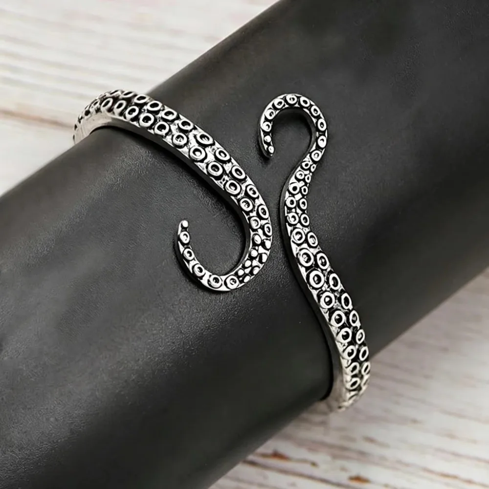 Vintage Octopus Gothic Bracelet Gold Silver Plated Antique Carve Cuff Bracelet Octopus Tentacles Gothic Bangle for Men