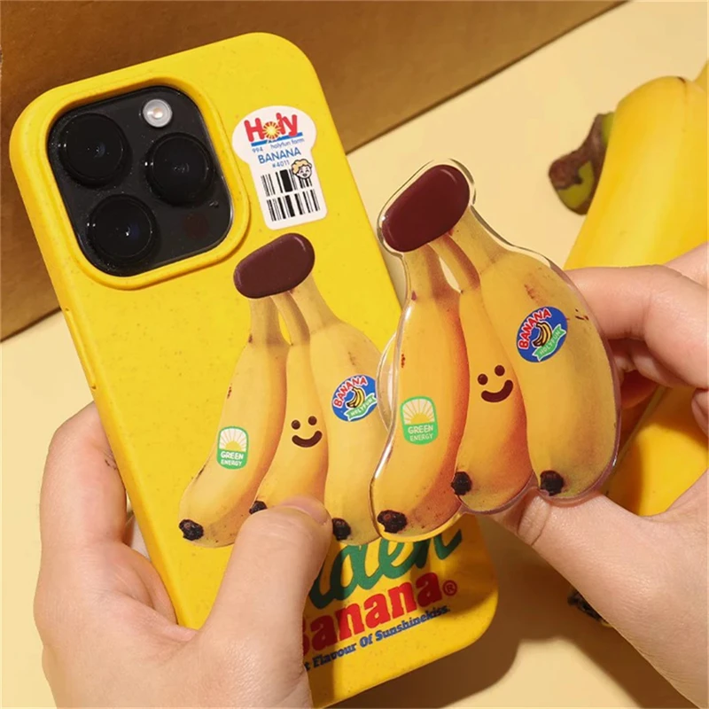 Korean Cute Funny 3D Banana Griptok Bracket For iPhone 15 14 7 Universal Lovely Phone Holder Ring Support Stand Grip Tok Bracket