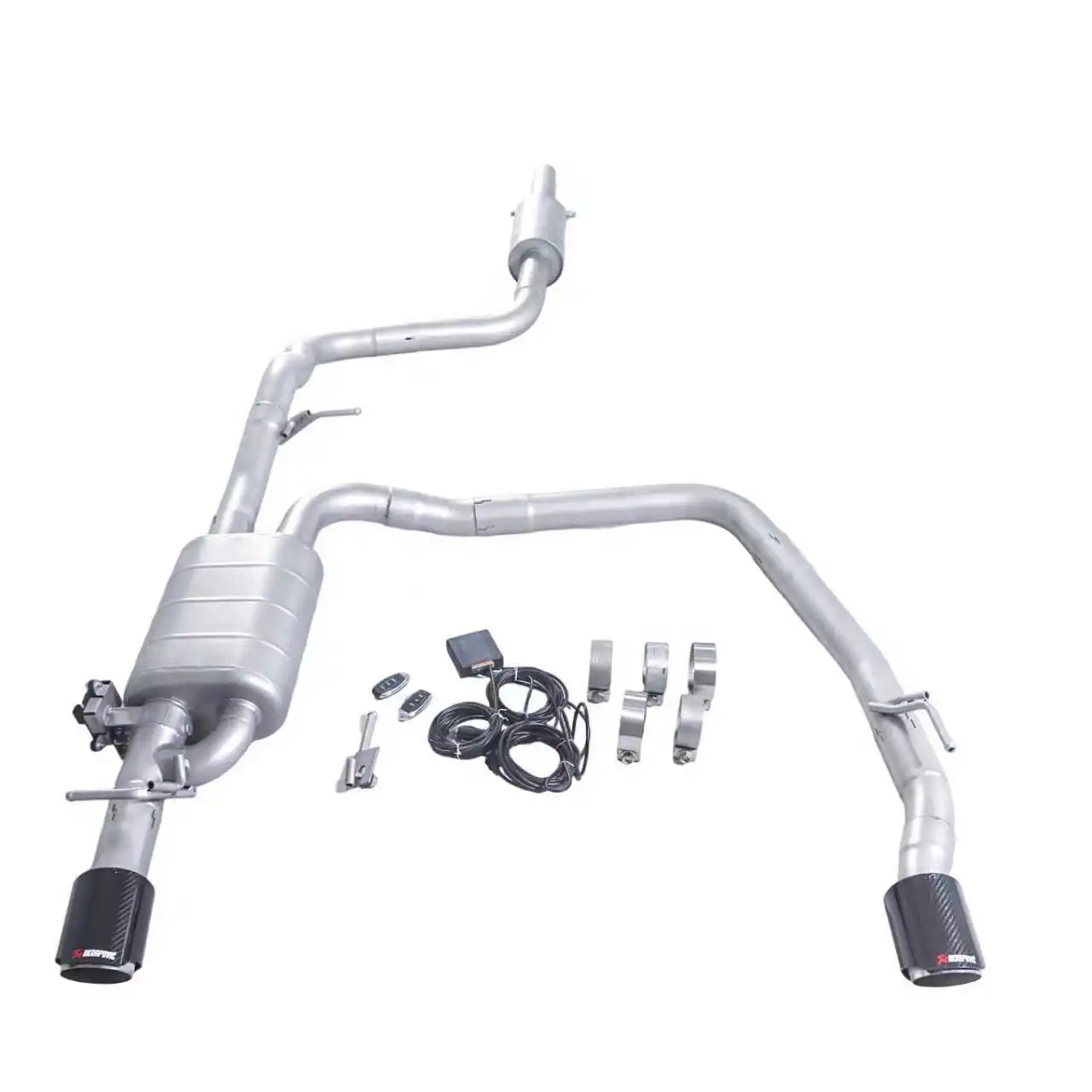 For Exhaust  Volkswagen Golf 4 1.6L 1.8T 2.0L MK4 SUS304 Electronic Valve Muffler  with Carbon Fiber Tailpipe
