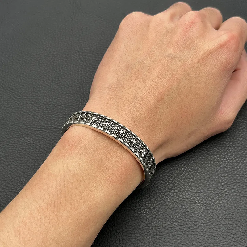 

Retro Ethnic Pattern S925 Silver Bracelet Exquisite Women Party Wrist Decor