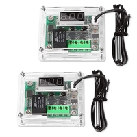 GTBL 2Pcs W1209 Temperature Controller Module with Case LED Display Digital Thermostat Module with Waterproof NTC Probe