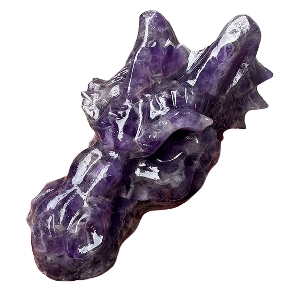 Custom 12cm Dream Amethyst Dragon Head Crystal Carving - Handcrafted Healing Gemstone Mythical Figurine