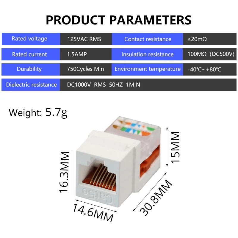 イーサネットネットワークモジュールRj45,10個,Tool-freeCAT5E,情報コネクタ,コンピューター出力,アダプター,ケーブルジャック