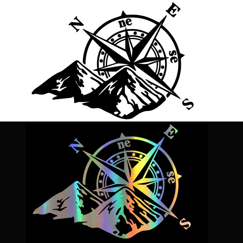 Compass car sticker reflective body sticker Compass direction prompt car sticker