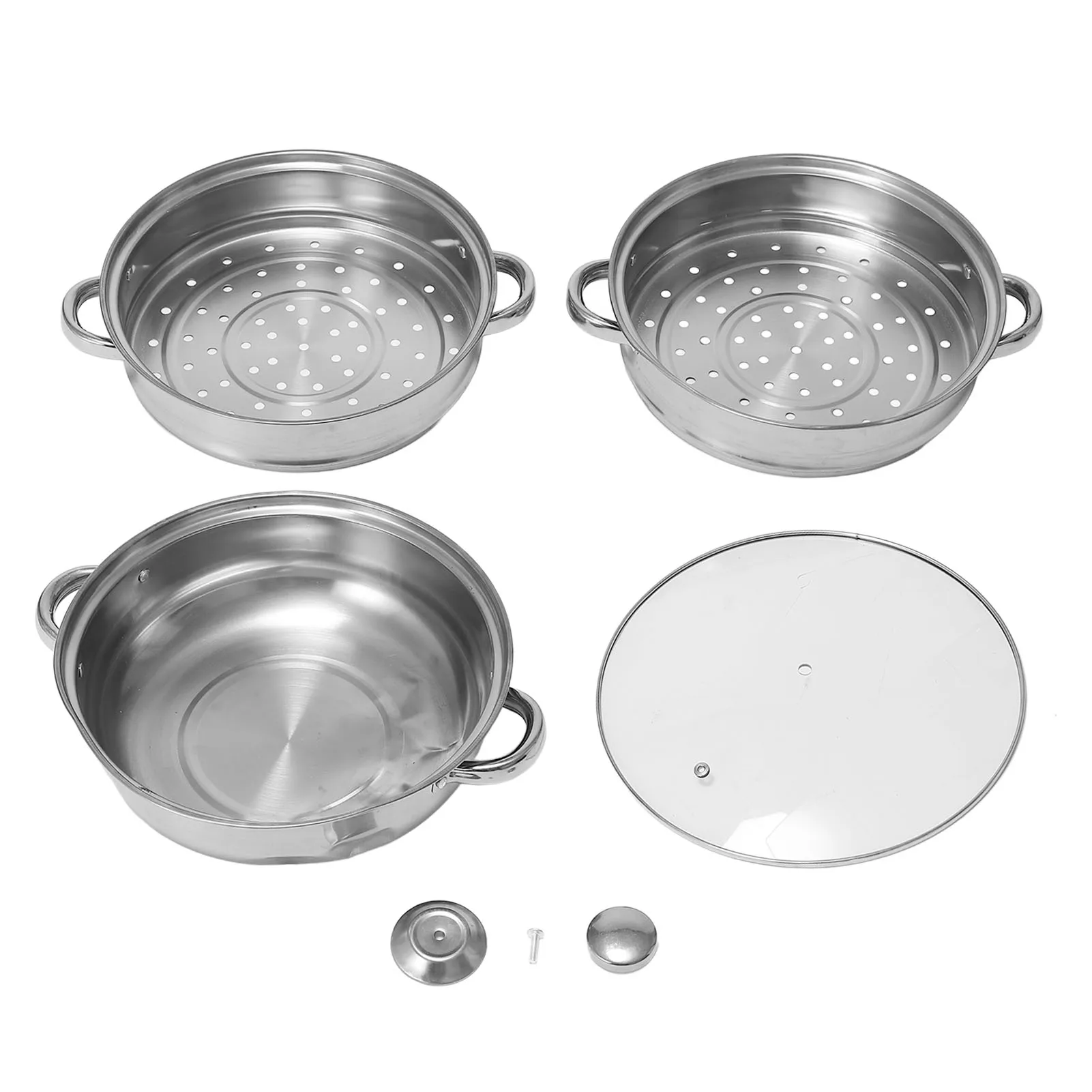 Haushalts-Dampftopf aus verdicktem Edelstahl, multifunktional, großes Fassungsvermögen, mit zwei Griffen, für Suppen und Eintöpfe, Küchenzubehör