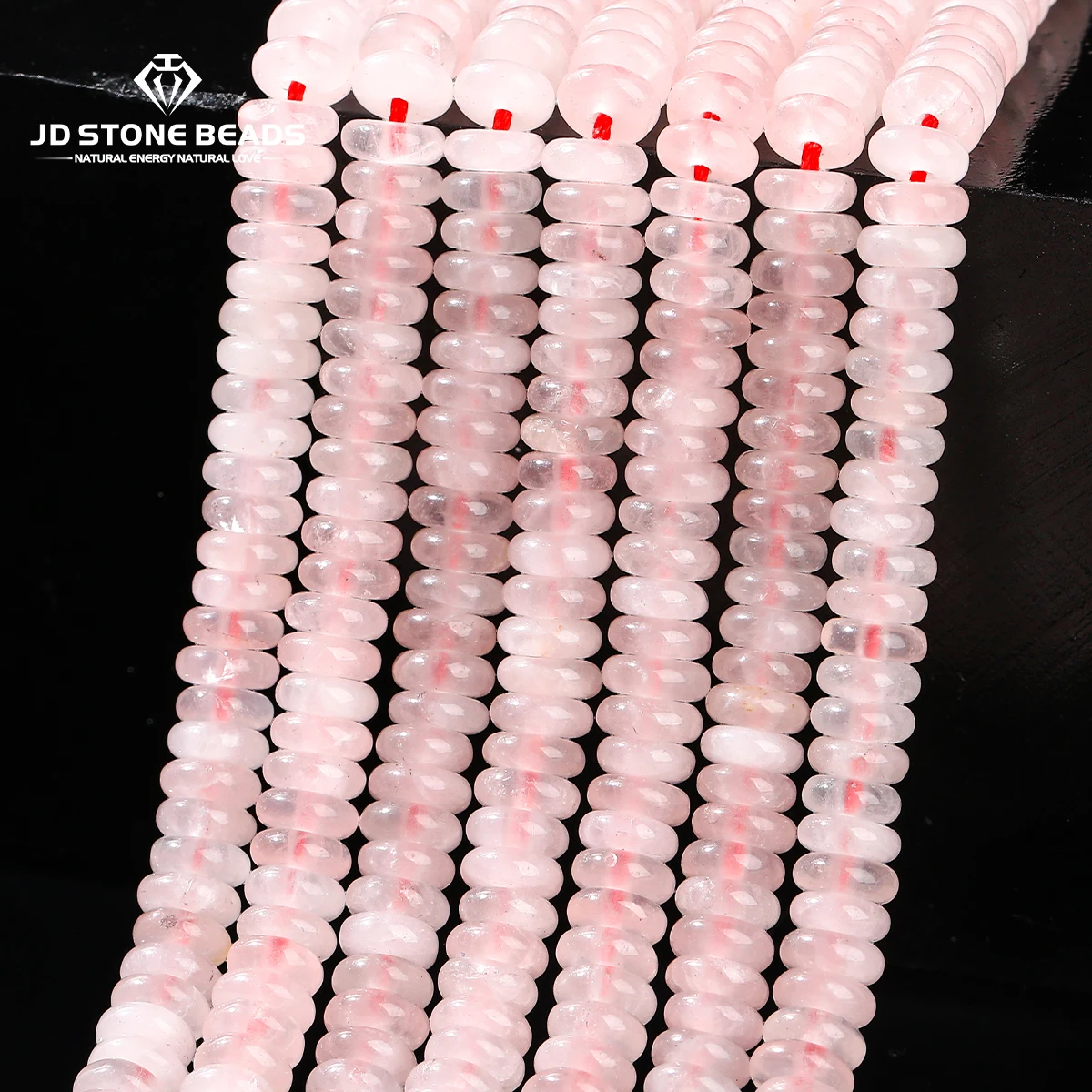 

6x2mm Natural Stone Pink Quartz Flat Rondelle Bead Loose Spacer Abacus Bead for Jewelry Making DIY Necklace Bracelet Accessory