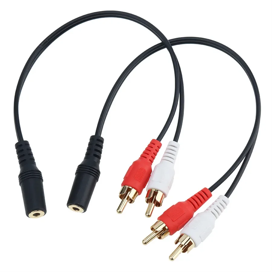 100pcs 3.5mm Y Audio Cable Jack Stereo Female To 2 RCA Male Splitter Adapters 3.5 Aux Socket Connector to Headphone Music Wire