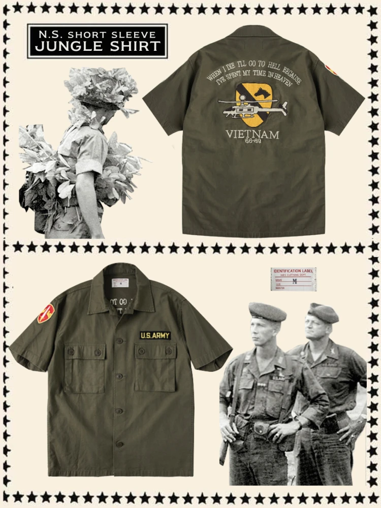 

Military Style Short Sleeve Shirt Heavyweight Satin Cotton Embroidered Patch Work Urban Fashion Youth Wear Summer Season