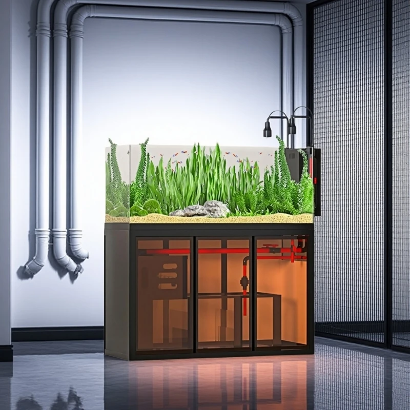 النمط الصناعي مفتوح الرؤية Aquascape حوض السمك الجانب تجاوز حوض تصفية خزان منخفض صيانة نهر تيار البيئي للأسماك