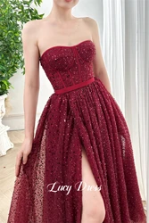 Evening Dress Deep Red Ball Gown Bead Embroidery Fabric Medium Length Line A Cocktail  Luxury Dresses Women Customized Wedding