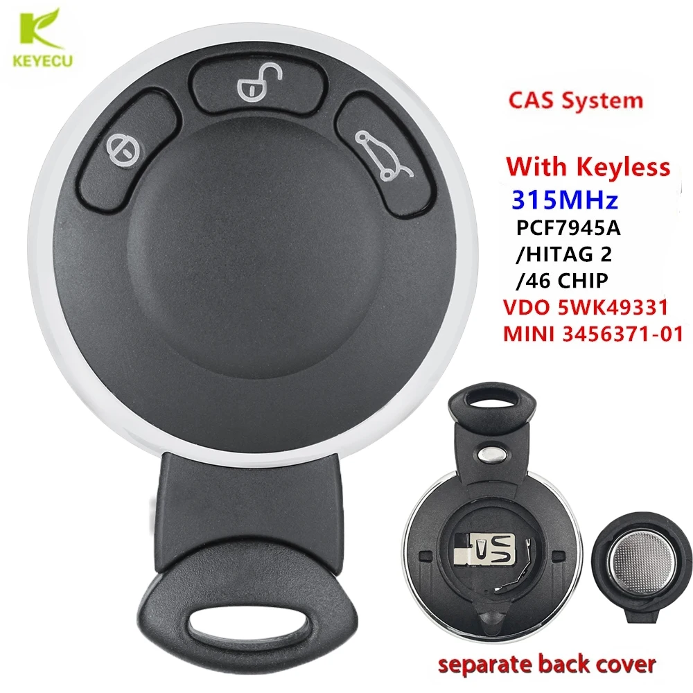 KEYECU Keyless Go Smart Remote Key 315/433/868MHZ ID46 Chip For MINI Cooper Cabrio Clubman Countryman Coupe Paceman 5WK49331